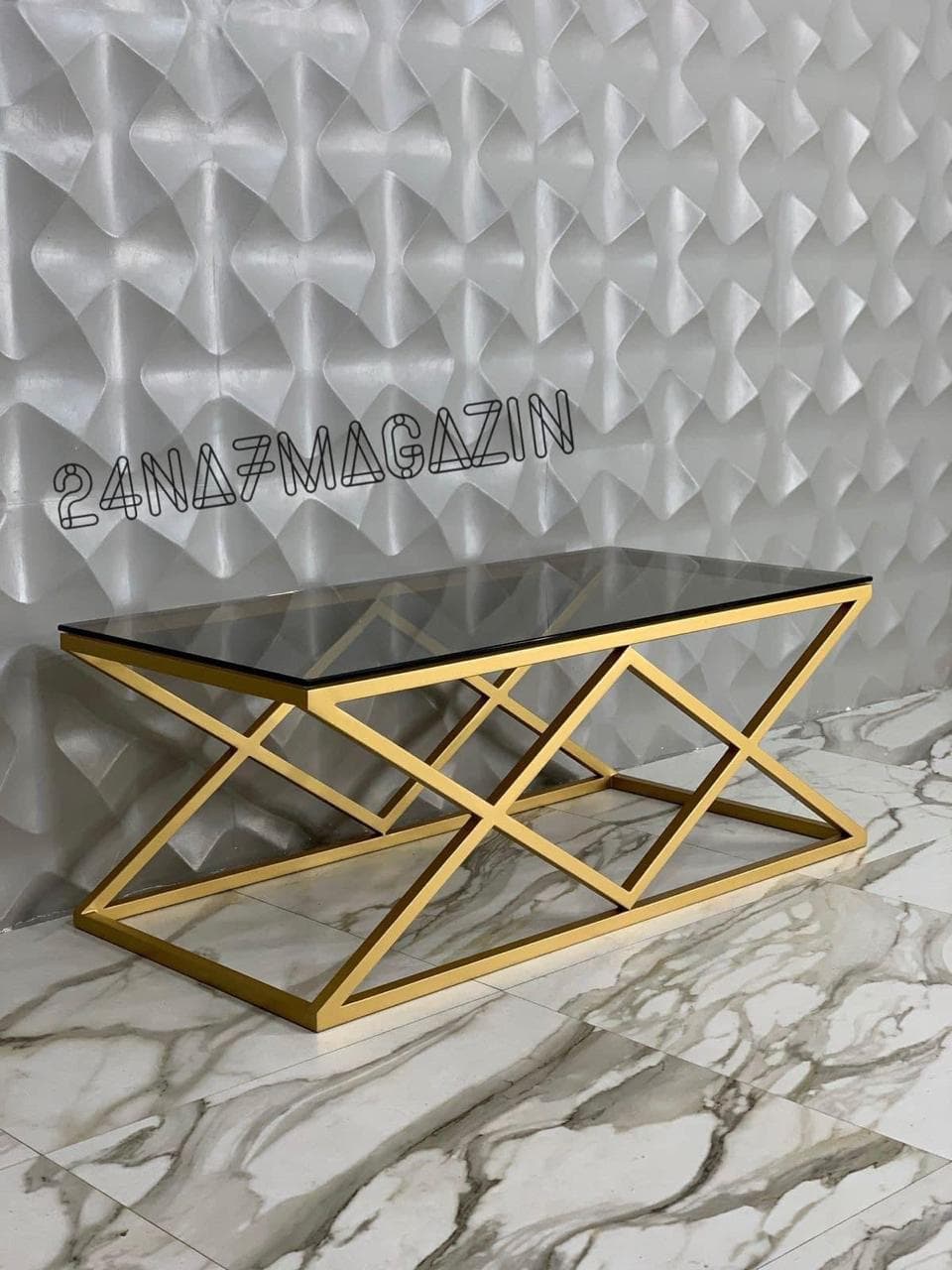 Custom steel frame accent table with glass top manufactured by St Marys Enterprises